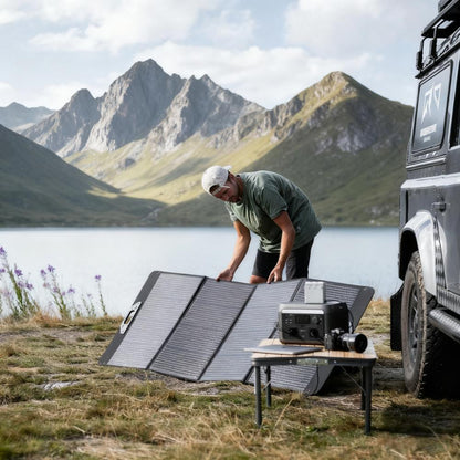 200W Solar Panel Foldable - IP67 Waterproof with Stand & DC Cable